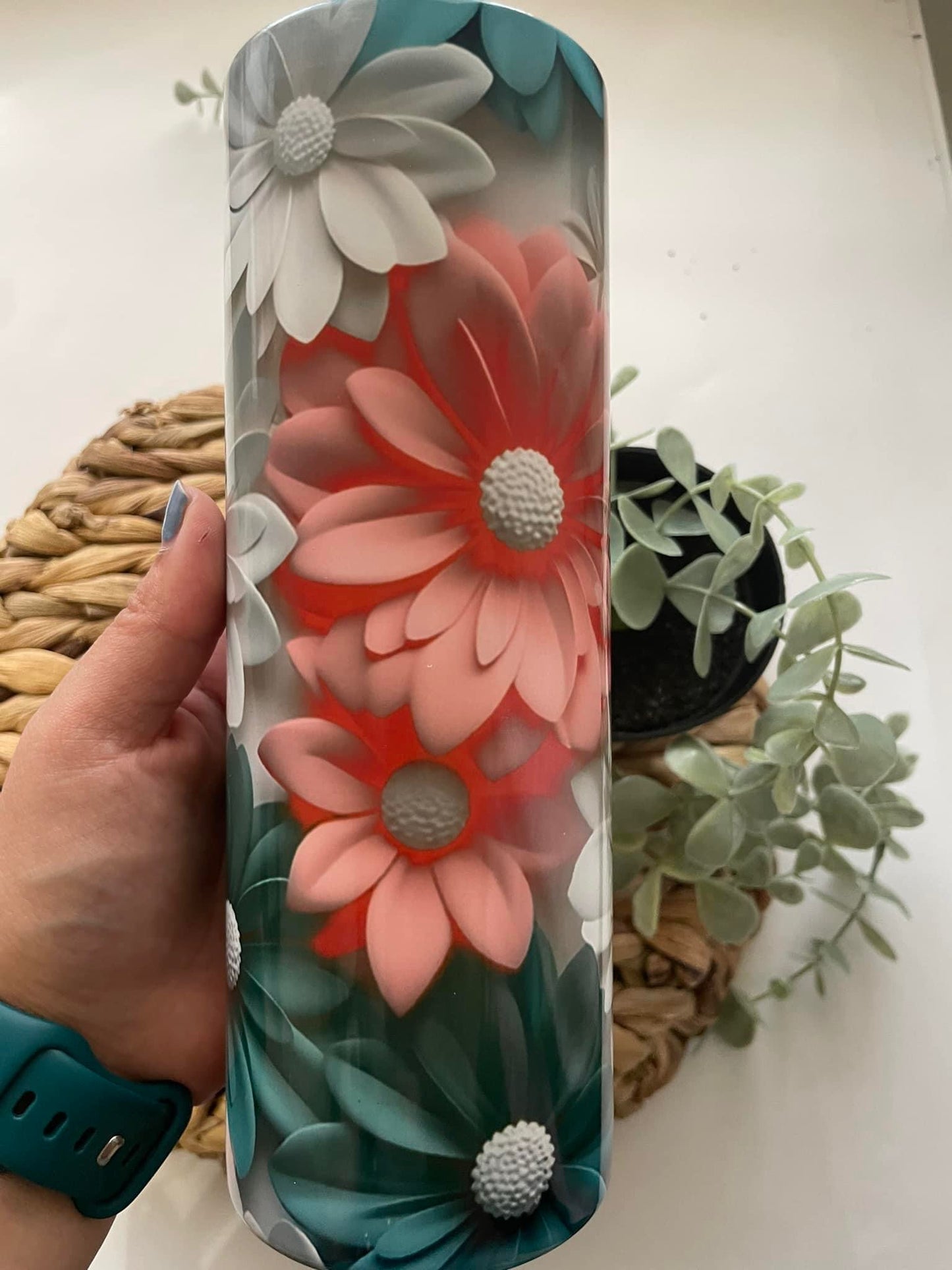 3D flower tumbler